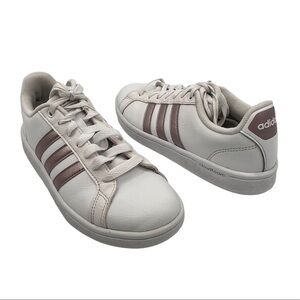 adidas White Rose Gold Cloudfoam Advantage Sneakers Size 7 Women's